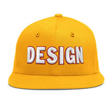 Custom Yellow Black 3D Puff Embroidery Flat Embroidery Casual Sport Baseball Cap