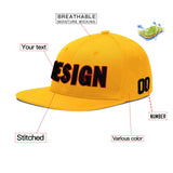 Custom Yellow Black 3D Puff Embroidery Flat Embroidery Casual Sport Baseball Cap