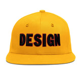 Custom Yellow Black 3D Puff Embroidery Flat Embroidery Casual Sport Baseball Cap