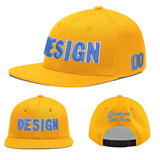 Custom Yellow Black 3D Puff Embroidery Flat Embroidery Casual Sport Baseball Cap