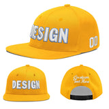 Custom Yellow Black 3D Puff Embroidery Flat Embroidery Casual Sport Baseball Cap