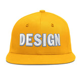 Custom Yellow Black 3D Puff Embroidery Flat Embroidery Casual Sport Baseball Cap