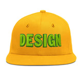 Custom Yellow Black 3D Puff Embroidery Flat Embroidery Casual Sport Baseball Cap