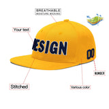 Custom Yellow Navy-White 3D Puff Embroidery Flat Embroidery Casual Sport Baseball Cap