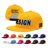 Custom Yellow Navy-White 3D Puff Embroidery Flat Embroidery Casual Sport Baseball Cap