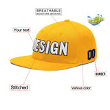 Custom Yellow Navy-White 3D Puff Embroidery Flat Embroidery Casual Sport Baseball Cap
