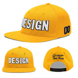 Custom Yellow Navy-White 3D Puff Embroidery Flat Embroidery Casual Sport Baseball Cap