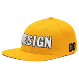 Custom Yellow Navy-White 3D Puff Embroidery Flat Embroidery Casual Sport Baseball Cap