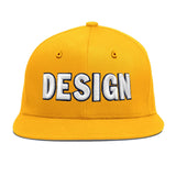 Custom Yellow Navy-White 3D Puff Embroidery Flat Embroidery Casual Sport Baseball Cap