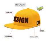 Custom Yellow Navy-White 3D Puff Embroidery Flat Embroidery Casual Sport Baseball Cap