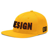 Custom Yellow Navy-White 3D Puff Embroidery Flat Embroidery Casual Sport Baseball Cap
