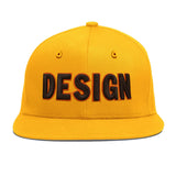 Custom Yellow Navy-White 3D Puff Embroidery Flat Embroidery Casual Sport Baseball Cap