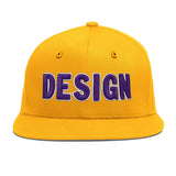 Custom Yellow Navy-White 3D Puff Embroidery Flat Embroidery Casual Sport Baseball Cap