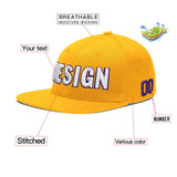 Custom Yellow Navy-White 3D Puff Embroidery Flat Embroidery Casual Sport Baseball Cap