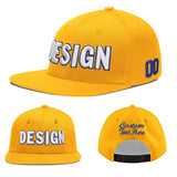 Custom Yellow Navy-White 3D Puff Embroidery Flat Embroidery Casual Sport Baseball Cap