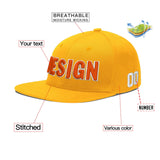 Custom Yellow Navy-White 3D Puff Embroidery Flat Embroidery Casual Sport Baseball Cap