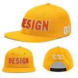Custom Yellow Navy-White 3D Puff Embroidery Flat Embroidery Casual Sport Baseball Cap