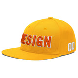 Custom Yellow Navy-White 3D Puff Embroidery Flat Embroidery Casual Sport Baseball Cap