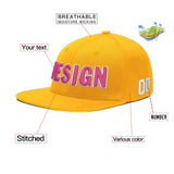 Custom Yellow Navy-White 3D Puff Embroidery Flat Embroidery Casual Sport Baseball Cap
