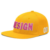 Custom Yellow Navy-White 3D Puff Embroidery Flat Embroidery Casual Sport Baseball Cap