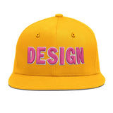 Custom Yellow Navy-White 3D Puff Embroidery Flat Embroidery Casual Sport Baseball Cap