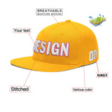 Custom Yellow Navy-White 3D Puff Embroidery Flat Embroidery Casual Sport Baseball Cap