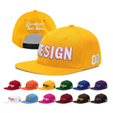 Custom Yellow Navy-White 3D Puff Embroidery Flat Embroidery Casual Sport Baseball Cap