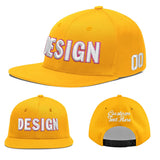 Custom Yellow Navy-White 3D Puff Embroidery Flat Embroidery Casual Sport Baseball Cap