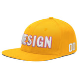 Custom Yellow Navy-White 3D Puff Embroidery Flat Embroidery Casual Sport Baseball Cap
