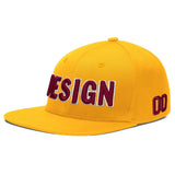 Custom Yellow Navy-White 3D Puff Embroidery Flat Embroidery Casual Sport Baseball Cap