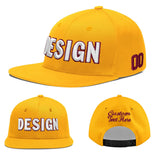 Custom Yellow Navy-White 3D Puff Embroidery Flat Embroidery Casual Sport Baseball Cap