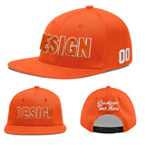 Custom Orange-White 3D Puff Embroidery Flat Embroidery Casual Sport Baseball Cap