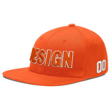 Custom Orange-White 3D Puff Embroidery Flat Embroidery Casual Sport Baseball Cap