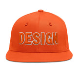Custom Orange-White 3D Puff Embroidery Flat Embroidery Casual Sport Baseball Cap