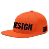 Custom Orange-White 3D Puff Embroidery Flat Embroidery Casual Sport Baseball Cap
