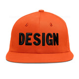 Custom Orange-White 3D Puff Embroidery Flat Embroidery Casual Sport Baseball Cap