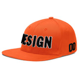 Custom Orange-White 3D Puff Embroidery Flat Embroidery Casual Sport Baseball Cap