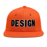 Custom Orange-White 3D Puff Embroidery Flat Embroidery Casual Sport Baseball Cap