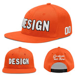 Custom Orange-White 3D Puff Embroidery Flat Embroidery Casual Sport Baseball Cap