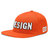 Custom Orange-White 3D Puff Embroidery Flat Embroidery Casual Sport Baseball Cap
