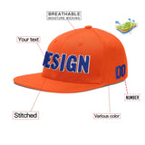 Custom Orange-White 3D Puff Embroidery Flat Embroidery Casual Sport Baseball Cap