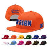 Custom Orange-White 3D Puff Embroidery Flat Embroidery Casual Sport Baseball Cap