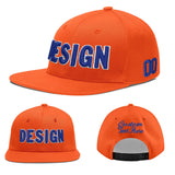 Custom Orange-White 3D Puff Embroidery Flat Embroidery Casual Sport Baseball Cap