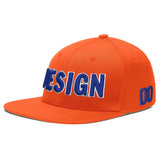 Custom Orange-White 3D Puff Embroidery Flat Embroidery Casual Sport Baseball Cap