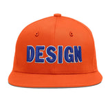 Custom Orange-White 3D Puff Embroidery Flat Embroidery Casual Sport Baseball Cap