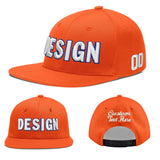 Custom Orange-White 3D Puff Embroidery Flat Embroidery Casual Sport Baseball Cap