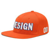 Custom Orange-White 3D Puff Embroidery Flat Embroidery Casual Sport Baseball Cap