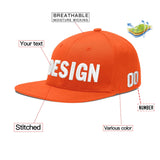 Custom Orange-White 3D Puff Embroidery Flat Embroidery Casual Sport Baseball Cap