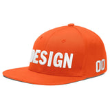 Custom Orange-White 3D Puff Embroidery Flat Embroidery Casual Sport Baseball Cap