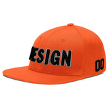 Custom Orange-White 3D Puff Embroidery Flat Embroidery Casual Sport Baseball Cap